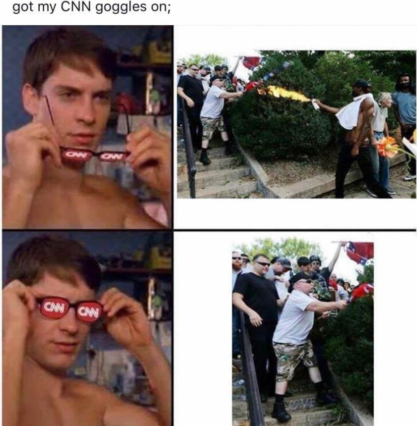 cnn vs reality fake news racist antifa nazi rally charlotsville