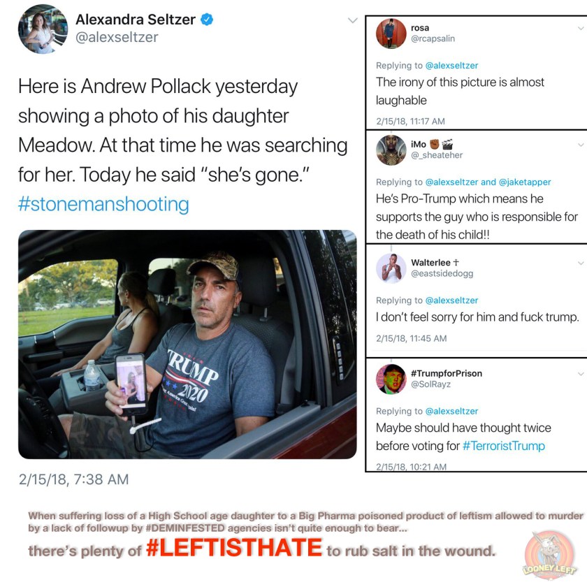 trump support pollack lost daughter to mass murder nikolas cruz suffers leftisthate