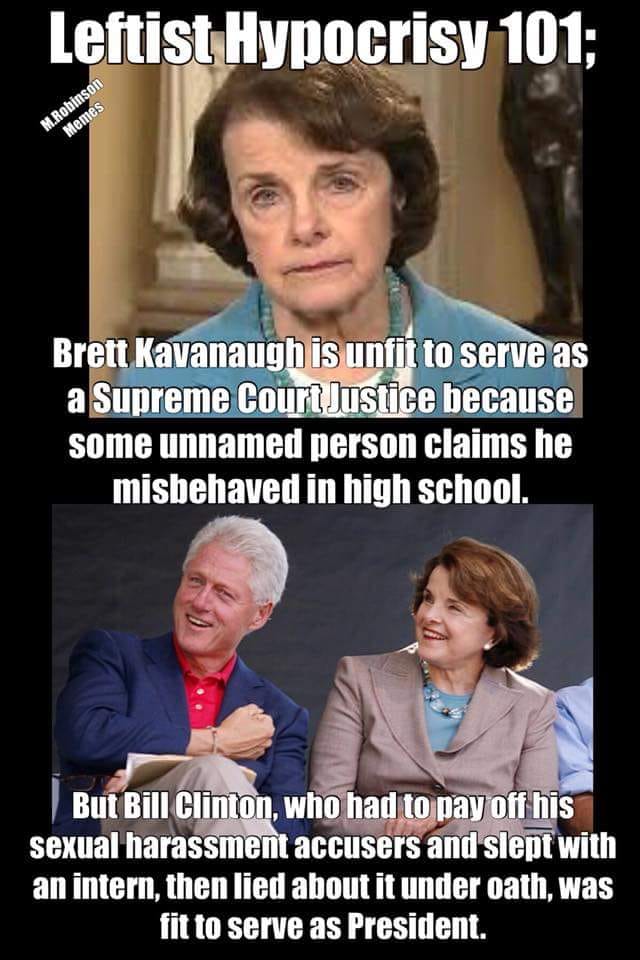feinstein bill clinton leftist hypocrisy christine ford high school supreme court president