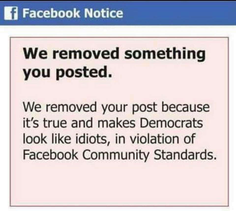 zuckface censorship remove post make democrats look like idiots true fakenews