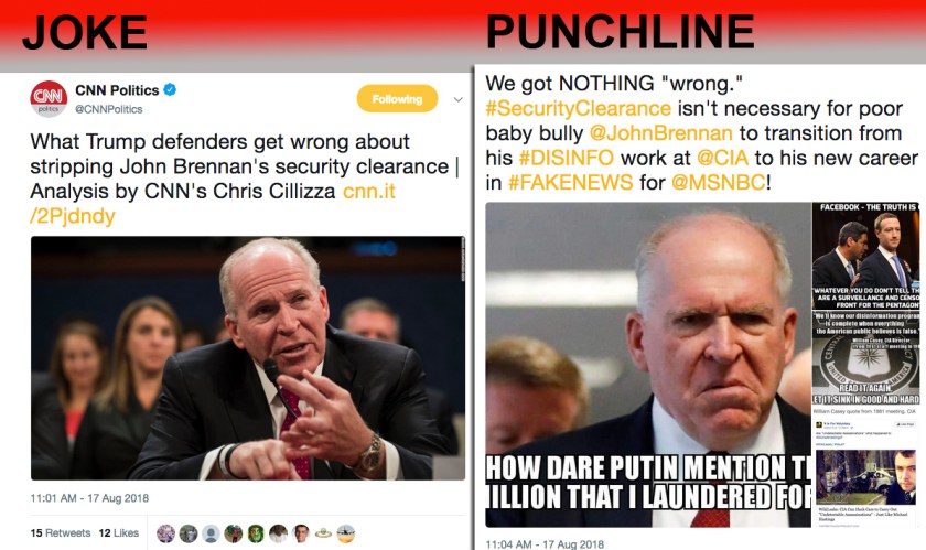 CNN brennan security clearance joke punchline tweet
