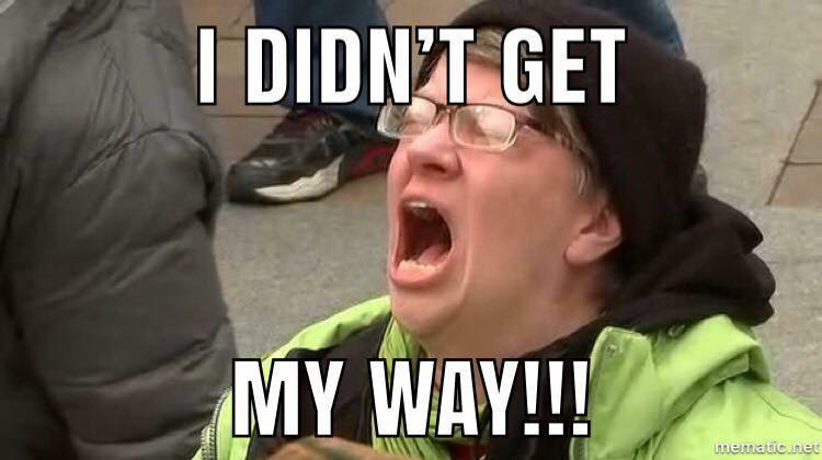 did not get my way spoiled crybaby liberal cycle child screaming brat