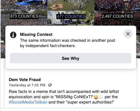 Social Media Taliban “Fact Checks” 100% Factual Meme for “Missing&nbsp;Context!”