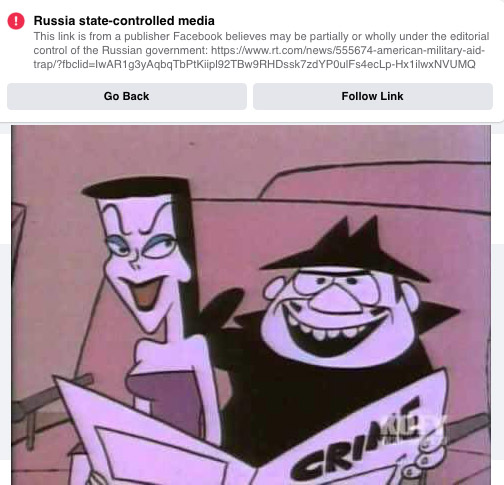 FashBook:  Lying Globalist Controlled Social Media Inserts Warnings for “Russian Controlled” RT&nbsp;Links